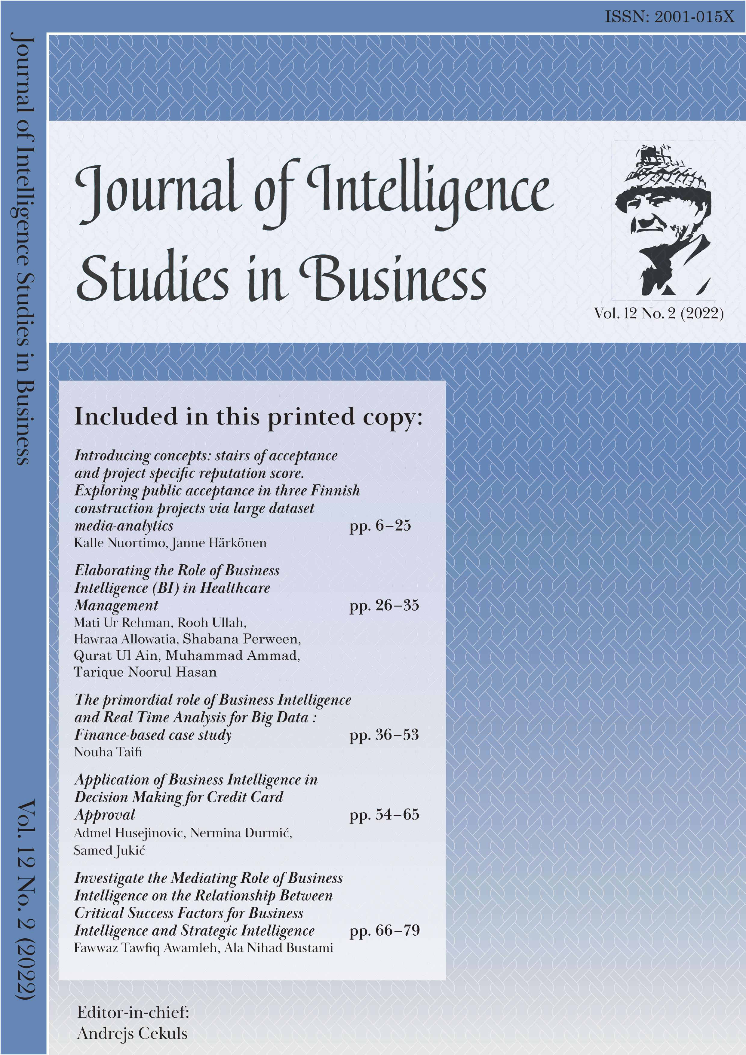 					View Vol. 12 No. 2 (2022): Journal of Intelligence Studies in Business
				